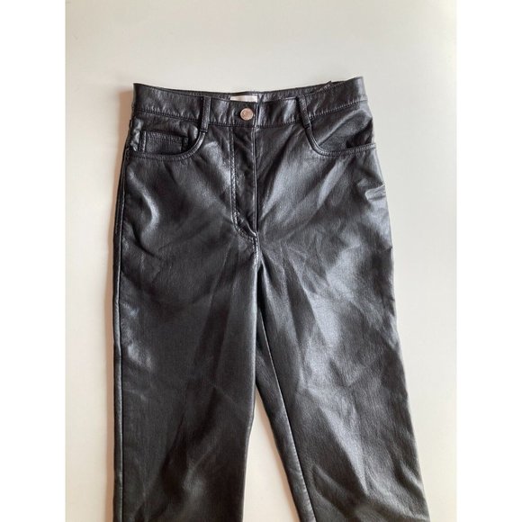 Aritzia WILFRED Melina Black Vegan Leather Ankle Trousers Pants, Size 2 - Picture 2 of 13